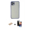 MARSİLYAN™- iPhone 11 Pro Kılıf Vadi Minimal - Siyah 3D Antistatik Mat Seramik Nano Ekran Koruyucu + Renkli Kamera Lens Koruma Cam - TU