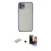 MARSİLYAN™- iPhone 11 Pro Kılıf Vadi Minimal - Siyah 3D Antistatik Mat Seramik Nano Ekran Koruyucu + Renkli Kamera Lens Koruma Cam - YL