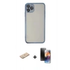 MARSİLYAN™- iPhone 11 Pro Kılıf Vadi Minimal - Siyah 3D Antistatik Mat Seramik Nano Ekran Koruyucu + Renkli Kamera Lens Koruma Cam - YL