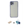 MARSİLYAN™- iPhone 11 Pro Kılıf Vadi Minimal - Siyah 3D Antistatik Seramik Nano Ekran Koruyucu + Sarı Renkli Kamera Lens Koruma Cam
