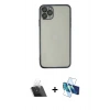 MARSİLYAN™- iPhone 11 Pro Kılıf Vadi Minimal - Siyah 3D Antistatik Seramik Nano Ekran Koruyucu + Şeffaf Kamera Lens Koruma Cam