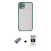 MARSİLYAN™- iPhone 11 Pro Kılıf Vadi Minimal - Siyah 5D Hayalet Cam Ekran Koruyucu + Metal Kamera Lens Koruma Cam - KI