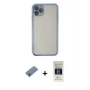 MARSİLYAN™- iPhone 11 Pro Kılıf Vadi Minimal - Siyah 5D Hayalet Cam Ekran Koruyucu + Shine Kamera Lens Koruma Cam - PE