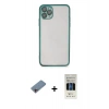 MARSİLYAN™- iPhone 11 Pro Kılıf Vadi Minimal - Siyah 5D Hayalet Cam Ekran Koruyucu + Shine Kamera Lens Koruma Cam - PE