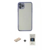MARSİLYAN™- iPhone 11 Pro Kılıf Vadi Minimal - Siyah 5D Hayalet Cam Ekran Koruyucu + Renkli Kamera Lens Koruma Cam - YL