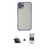 MARSİLYAN™- iPhone 11 Pro Kılıf Vadi Minimal - Siyah 5D Hayalet Cam Ekran Koruyucu + Şeffaf Kamera Lens Koruma Cam