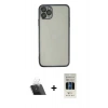 MARSİLYAN™- iPhone 11 Pro Kılıf Vadi Minimal - Siyah 5D Hayalet Cam Ekran Koruyucu + Şeffaf Kamera Lens Koruma Cam