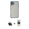 MARSİLYAN™- iPhone 11 Pro Kılıf Vadi Minimal - Siyah 5D Hayalet Cam Ekran Koruyucu + Şeffaf Kamera Lens Koruma Cam