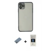 MARSİLYAN™- iPhone 11 Pro Kılıf Vadi Minimal - Siyah 5D Hayalet Cam Ekran Koruyucu + Shine Kamera Lens Koruma Cam - SABE