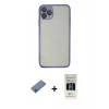 MARSİLYAN™- iPhone 11 Pro Kılıf Vadi Minimal - Siyah 5D Hayalet Cam Ekran Koruyucu + Shine Kamera Lens Koruma Cam - SABE