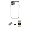 MARSİLYAN™- iPhone 11 Pro Kılıf Vadi Minimal - Siyah 5D Hayalet Cam Ekran Koruyucu + Shine Kamera Lens Koruma Cam - SABE