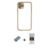 MARSİLYAN™- iPhone 11 Pro Kılıf Vadi Minimal - Siyah 5D Hayalet Cam Ekran Koruyucu + Shine Kamera Lens Koruma Cam - SABE