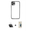 MARSİLYAN™- iPhone 11 Pro Kılıf Vadi Minimal - Siyah 6D Mat Seramik Hayalet Nano Ekran Koruyucu + Kamera Lens Koruma Cam - SF