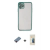 MARSİLYAN™- iPhone 11 Pro Kılıf Vadi Minimal - Siyah 6D Mat Seramik Hayalet Nano Ekran Koruyucu + Metal Kamera Lens Koruma Cam - KI