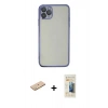 MARSİLYAN™- iPhone 11 Pro Kılıf Vadi Minimal - Siyah 6D Mat Seramik Hayalet Nano Ekran Koruyucu + Renkli Kamera Lens Koruma Cam - PE
