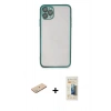 MARSİLYAN™- iPhone 11 Pro Kılıf Vadi Minimal - Siyah 6D Mat Seramik Hayalet Nano Ekran Koruyucu + Renkli Kamera Lens Koruma Cam - YL