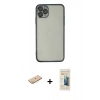 MARSİLYAN™- iPhone 11 Pro Kılıf Vadi Minimal - Siyah 6D Mat Seramik Hayalet Nano Ekran Koruyucu + Renkli Kamera Lens Koruma Cam - SI
