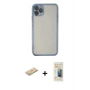 MARSİLYAN™- iPhone 11 Pro Kılıf Vadi Minimal - Siyah 6D Mat Seramik Hayalet Nano Ekran Koruyucu + Renkli Kamera Lens Koruma Cam - SI