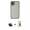 MARSİLYAN™- iPhone 11 Pro Kılıf Vadi Minimal - Siyah 6D Mat Seramik Hayalet Nano Ekran Koruyucu + Kamera Lens Koruma Cam - SF