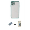 MARSİLYAN™- iPhone 11 Pro Kılıf Vadi Minimal - Siyah 6D Mat Seramik Hayalet Nano Ekran Koruyucu + Shine Kamera Lens Koruma Cam - SABE