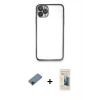 MARSİLYAN™- iPhone 11 Pro Kılıf Vadi Minimal - Siyah 6D Mat Seramik Hayalet Nano Ekran Koruyucu + Shine Kamera Lens Koruma Cam - SH