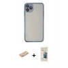 MARSİLYAN™- iPhone 11 Pro Kılıf Vadi Minimal - Siyah 6D Mat Seramik Hayalet Nano Ekran Koruyucu + Turuncu Renkli Kamera Lens Koruma Cam