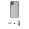 MARSİLYAN™- iPhone 11 Pro Kılıf Vadi Minimal - Siyah 6D Mat Seramik Hayalet Nano Ekran Koruyucu + Turuncu Renkli Kamera Lens Koruma Cam