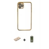 MARSİLYAN™- iPhone 11 Pro Kılıf Vadi Minimal - Siyah Joko Magic 5D Hayalet Cam + Renkli Kamera Lens Koruma Cam - MI