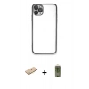 MARSİLYAN™- iPhone 11 Pro Kılıf Vadi Minimal - Siyah Joko Magic 5D Hayalet Cam + Renkli Kamera Lens Koruma Cam - PE