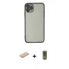 MARSİLYAN™- iPhone 11 Pro Kılıf Vadi Minimal - Siyah Joko Magic 5D Hayalet Cam + Renkli Kamera Lens Koruma Cam - PE