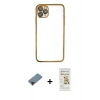 MARSİLYAN™- iPhone 11 Pro Kılıf Vadi Minimal - Siyah Mat Seramik Nano Ekran Koruyucu + Metal Kamera Lens Koruma Cam - KI