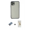 MARSİLYAN™- iPhone 11 Pro Kılıf Vadi Minimal - Siyah Mat Seramik Nano Ekran Koruyucu + Metal Kamera Lens Koruma Cam - KI