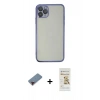 MARSİLYAN™- iPhone 11 Pro Kılıf Vadi Minimal - Siyah Mat Seramik Nano Ekran Koruyucu + Metal Kamera Lens Koruma Cam - KI