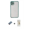 MARSİLYAN™- iPhone 11 Pro Kılıf Vadi Minimal - Siyah Mat Seramik Nano Ekran Koruyucu + Metal Kamera Lens Koruma Cam - KI