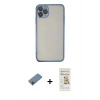 MARSİLYAN™- iPhone 11 Pro Kılıf Vadi Minimal - Siyah Mat Seramik Nano Ekran Koruyucu + Shine Kamera Lens Koruma Cam - PE