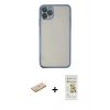 MARSİLYAN™- iPhone 11 Pro Kılıf Vadi Minimal - Siyah Mat Seramik Nano Ekran Koruyucu + Renkli Kamera Lens Koruma Cam - SI