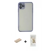 MARSİLYAN™- iPhone 11 Pro Kılıf Vadi Minimal - Siyah Mat Seramik Nano Ekran Koruyucu + Renkli Kamera Lens Koruma Cam - SI