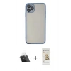 MARSİLYAN™- iPhone 11 Pro Kılıf Vadi Minimal - Siyah Mat Seramik Nano Ekran Koruyucu + Kamera Lens Koruma Cam - SF