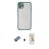 MARSİLYAN™- iPhone 11 Pro Kılıf Vadi Minimal - Siyah Mat Seramik Nano Ekran Koruyucu + Shine Kamera Lens Koruma Cam - GD