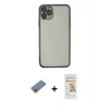 MARSİLYAN™- iPhone 11 Pro Kılıf Vadi Minimal - Siyah Mat Seramik Nano Ekran Koruyucu + Shine Kamera Lens Koruma Cam - MI