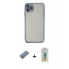 MARSİLYAN™- iPhone 11 Pro Kılıf Vadi Minimal - Siyah Polymer Nano Ekran Koruyucu + Gökkuşağı Shine Kamera Lens Koruma Cam