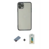 MARSİLYAN™- iPhone 11 Pro Kılıf Vadi Minimal - Siyah Polymer Nano Ekran Koruyucu + Metal Kamera Lens Koruma Cam - KI