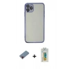 MARSİLYAN™- iPhone 11 Pro Kılıf Vadi Minimal - Siyah Polymer Nano Ekran Koruyucu + Metal Kamera Lens Koruma Cam - KI