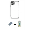 MARSİLYAN™- iPhone 11 Pro Kılıf Vadi Minimal - Siyah Polymer Nano Ekran Koruyucu + Shine Kamera Lens Koruma Cam - MI