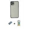 MARSİLYAN™- iPhone 11 Pro Kılıf Vadi Minimal - Siyah Polymer Nano Ekran Koruyucu + Shine Kamera Lens Koruma Cam - MI