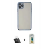 MARSİLYAN™- iPhone 11 Pro Kılıf Vadi Minimal - Siyah Polymer Nano Ekran Koruyucu + Kamera Lens Koruma Cam - SF