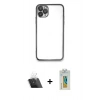 MARSİLYAN™- iPhone 11 Pro Kılıf Vadi Minimal - Siyah Polymer Nano Ekran Koruyucu + Kamera Lens Koruma Cam - SF