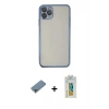 MARSİLYAN™- iPhone 11 Pro Kılıf Vadi Minimal - Siyah Polymer Nano Ekran Koruyucu + Shine Kamera Lens Koruma Cam - SABE
