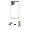MARSİLYAN™- iPhone 11 Pro Kılıf Vadi Minimal - Siyah Polymer Nano Ekran Koruyucu + Shine Kamera Lens Koruma Cam - PE
