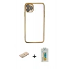 MARSİLYAN™- iPhone 11 Pro Kılıf Vadi Minimal - Siyah Polymer Nano Ekran Koruyucu + Renkli Kamera Lens Koruma Cam - YL